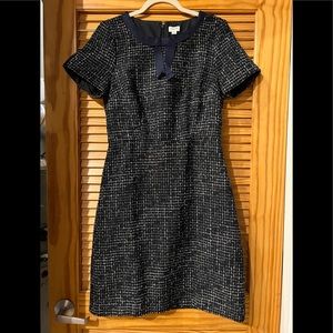 J Crew Factory Women’s Navy Blue Tweed Bow Tie A-Line dress